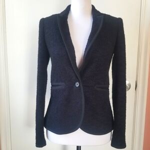 Cartonnier By Anthropologie Navy Black Textured Blazer Jacket Size 0